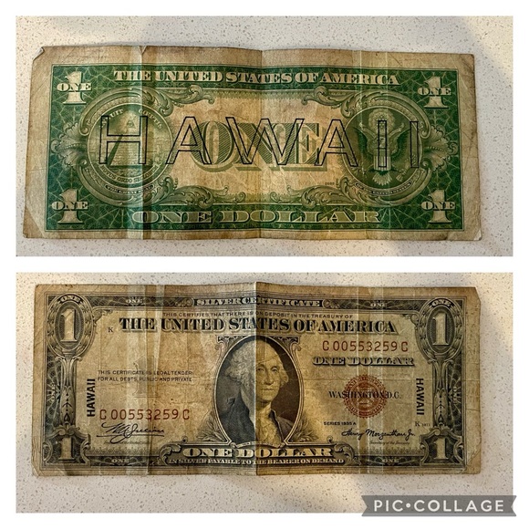 1935A WWII Hawaii $1 silver certificate - Picture 1 of 3